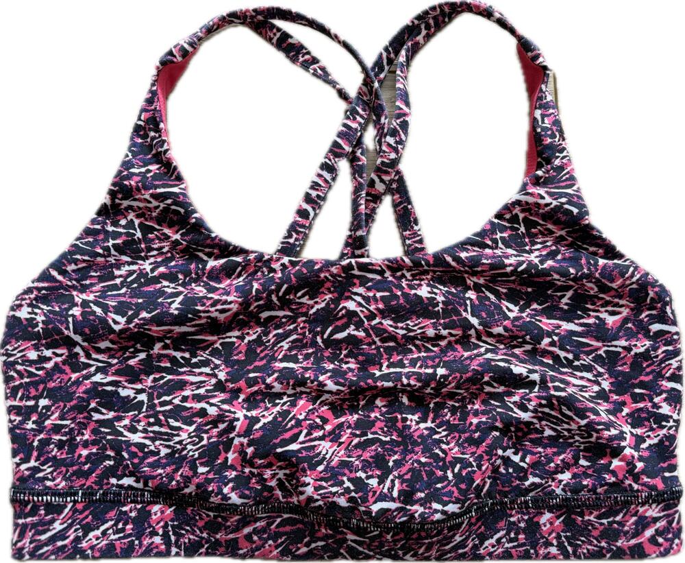 Lululemon Energy Bra Top Exhale Boom Juice Pink Size 8 Strappy Stretch Cropped